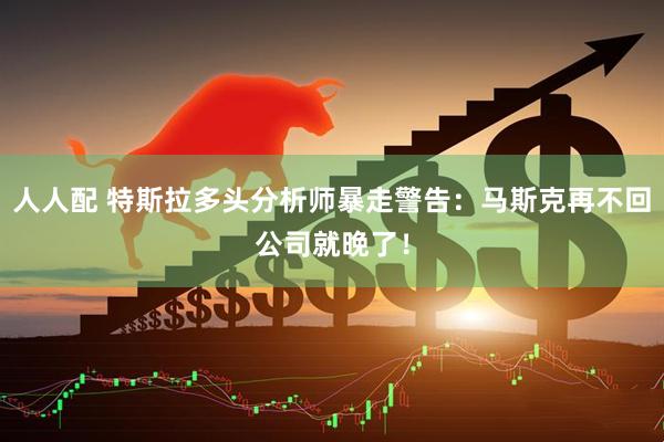 人人配 特斯拉多头分析师暴走警告：马斯克再不回公司就晚了！